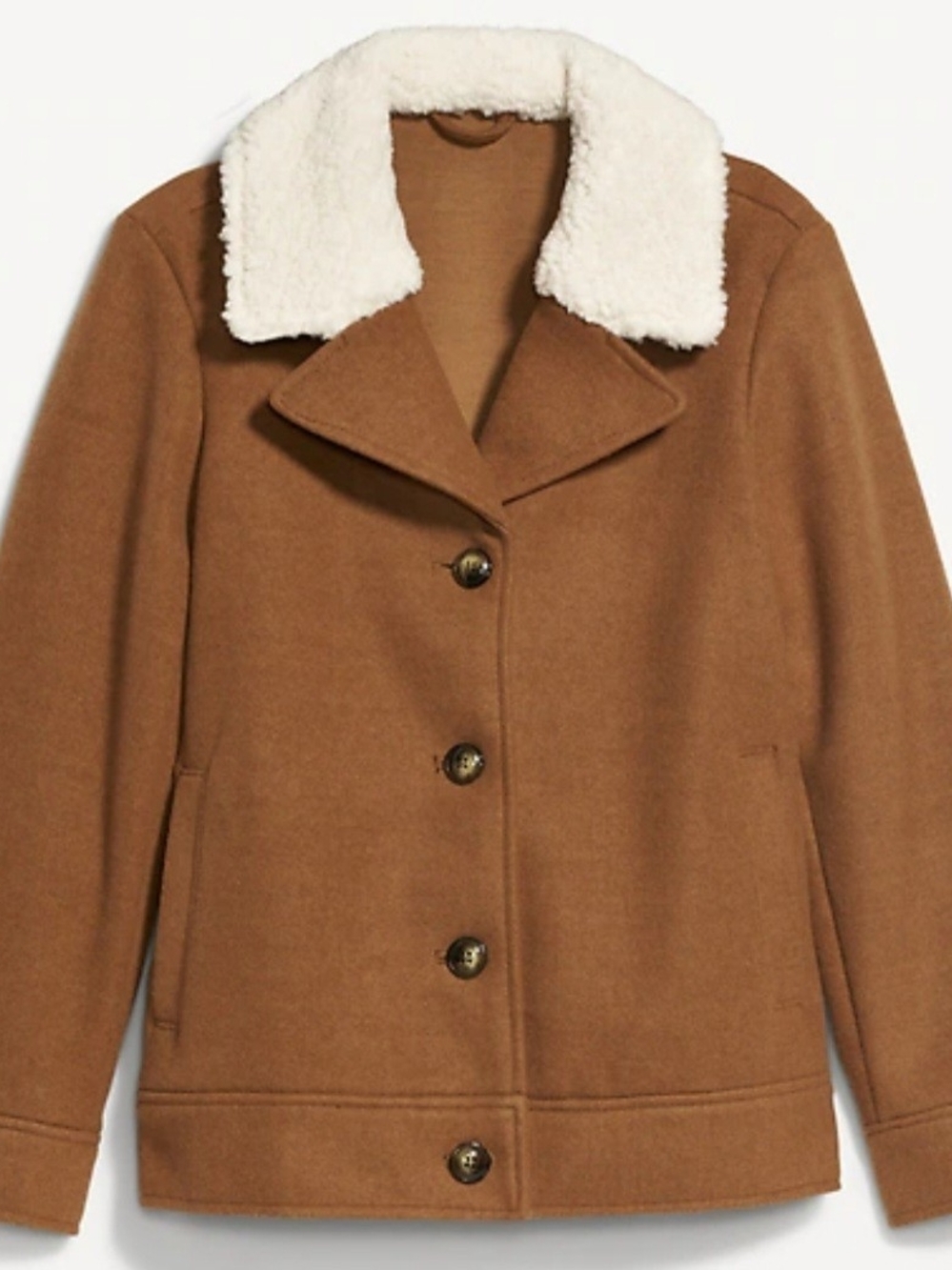 Old Navy Camel Soft-Brushed Sherpa-Trim Jacket